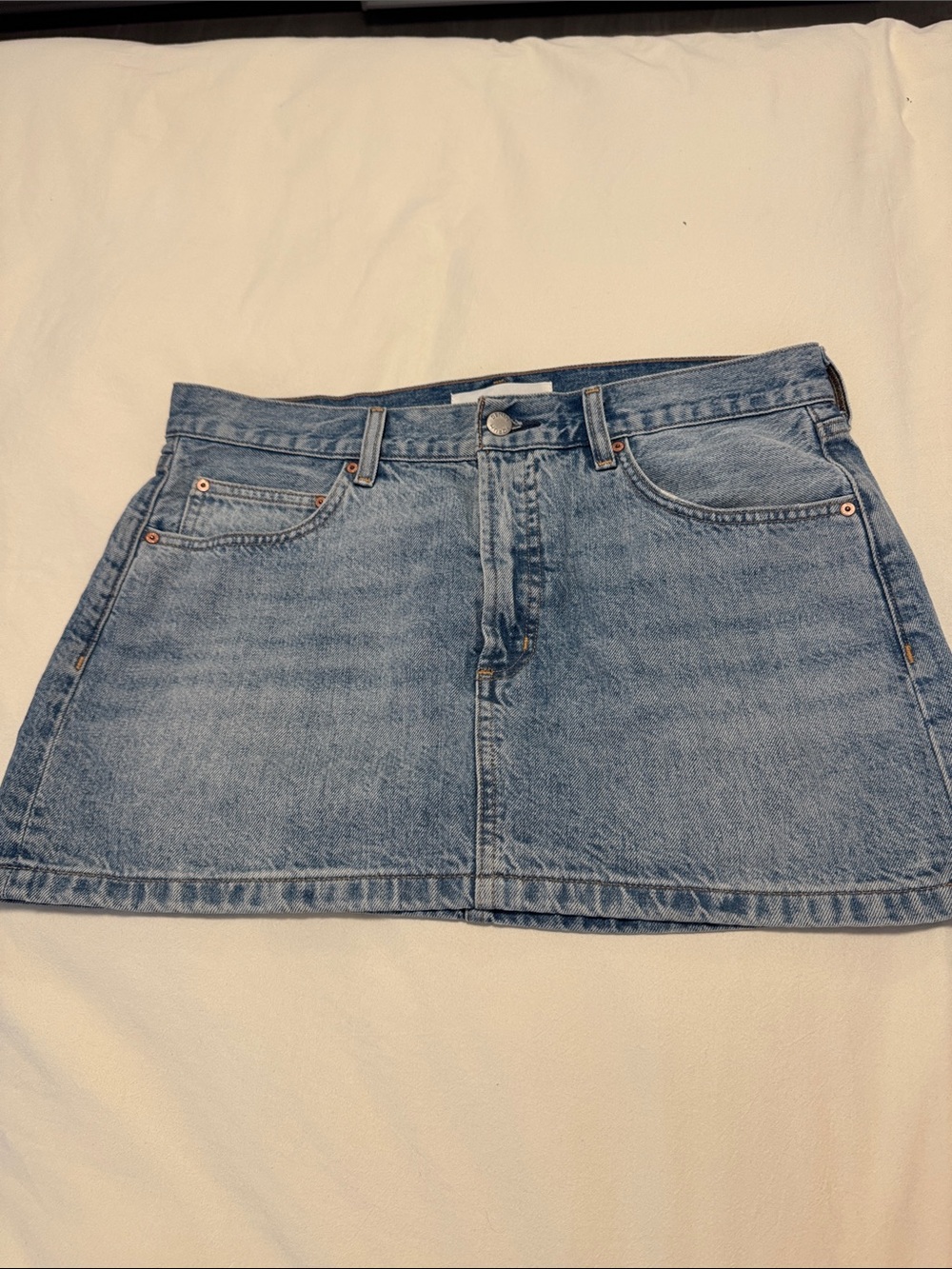 Aritzia Light Blue Washed Denim Mini Skirt